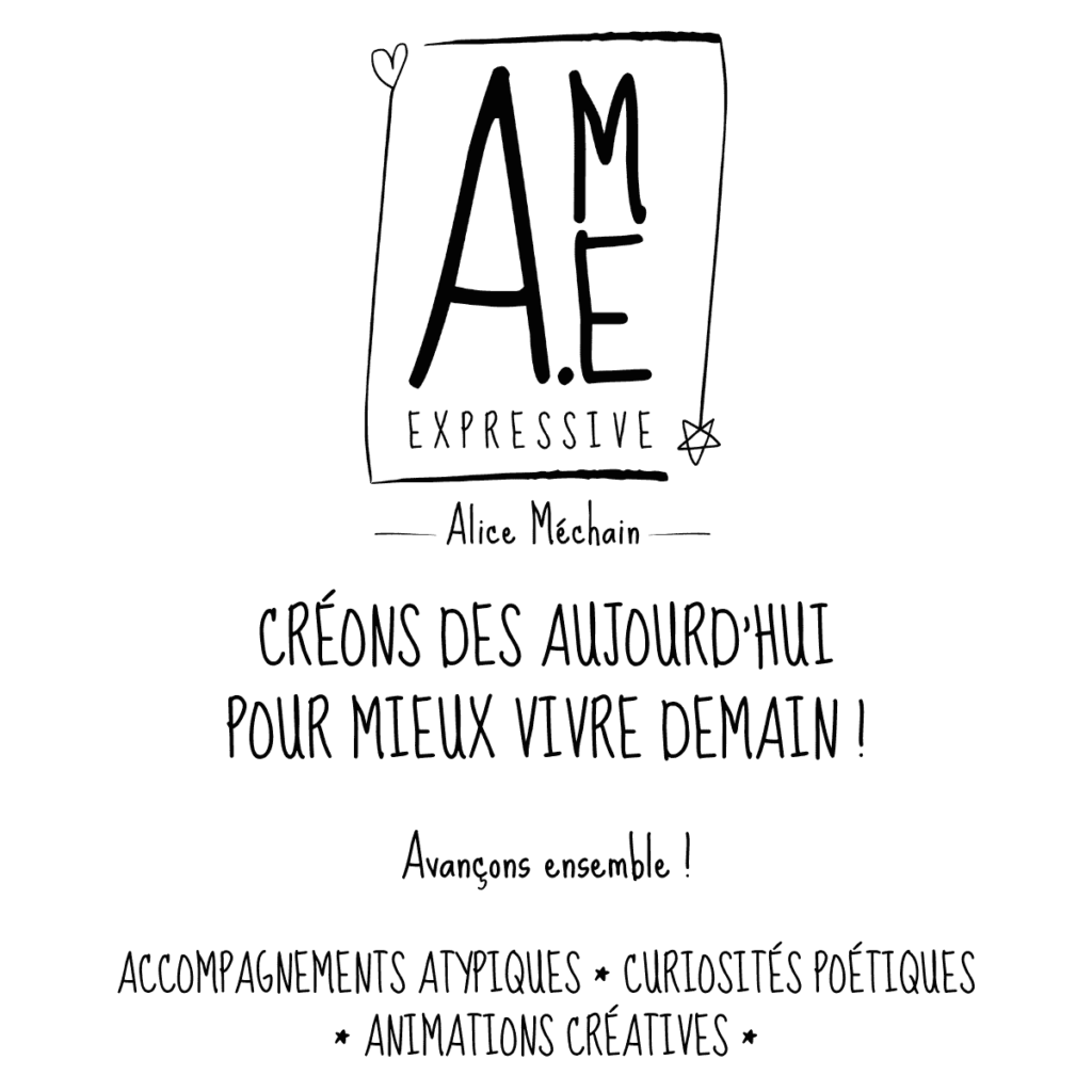 AME Expressive, Créons des aujourd'hui pour mieux vivre demain ! Avançons ensemble ! Accompagnements atypiques, Curiosités poétiques, Animations créatives