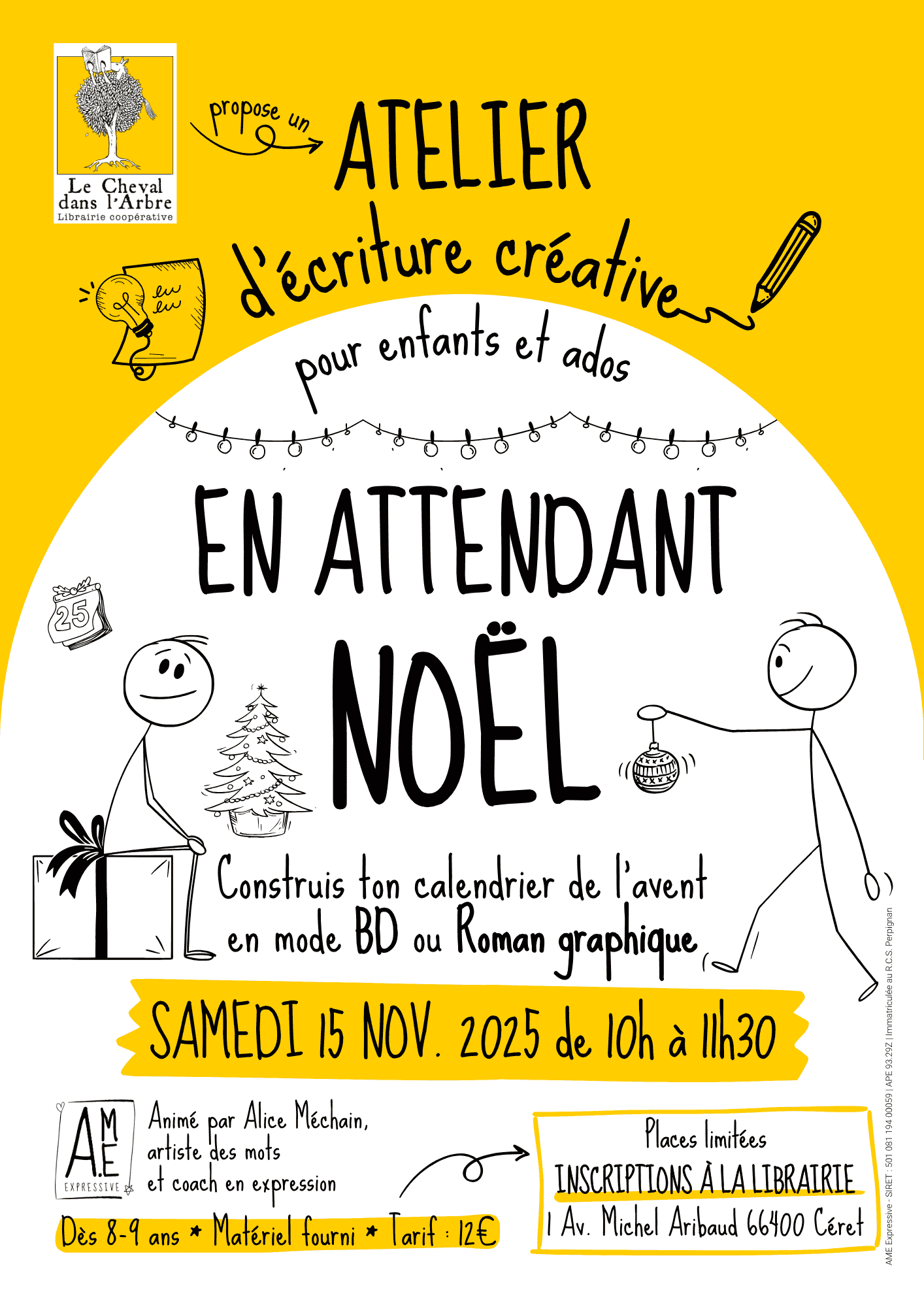 Atelier créatif pour enfants et ados à Céret : En attendant Noël. À partir de 8-9 ans, pour construire son calendrier de l'avent en mode BD, roman graphique ou autres bulles d'expression.