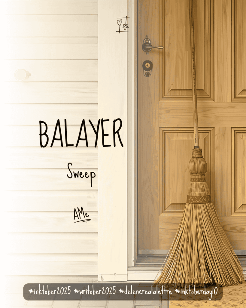 Inktober 2025 - défi d'écriture De l'encre à la lettre - Mot J10 - BALAYER / Sweep