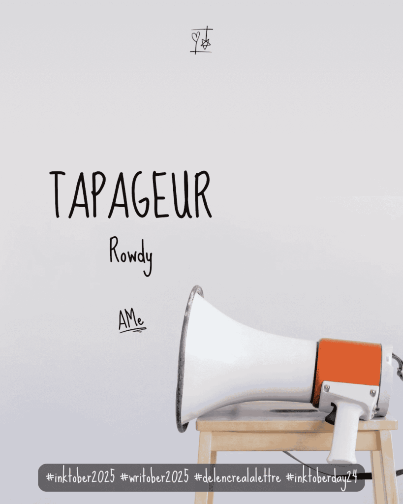 Inktober 2025 - défi d'écriture De l'encre à la lettre - Mot J24 - TAPAGEUR / Rowdy