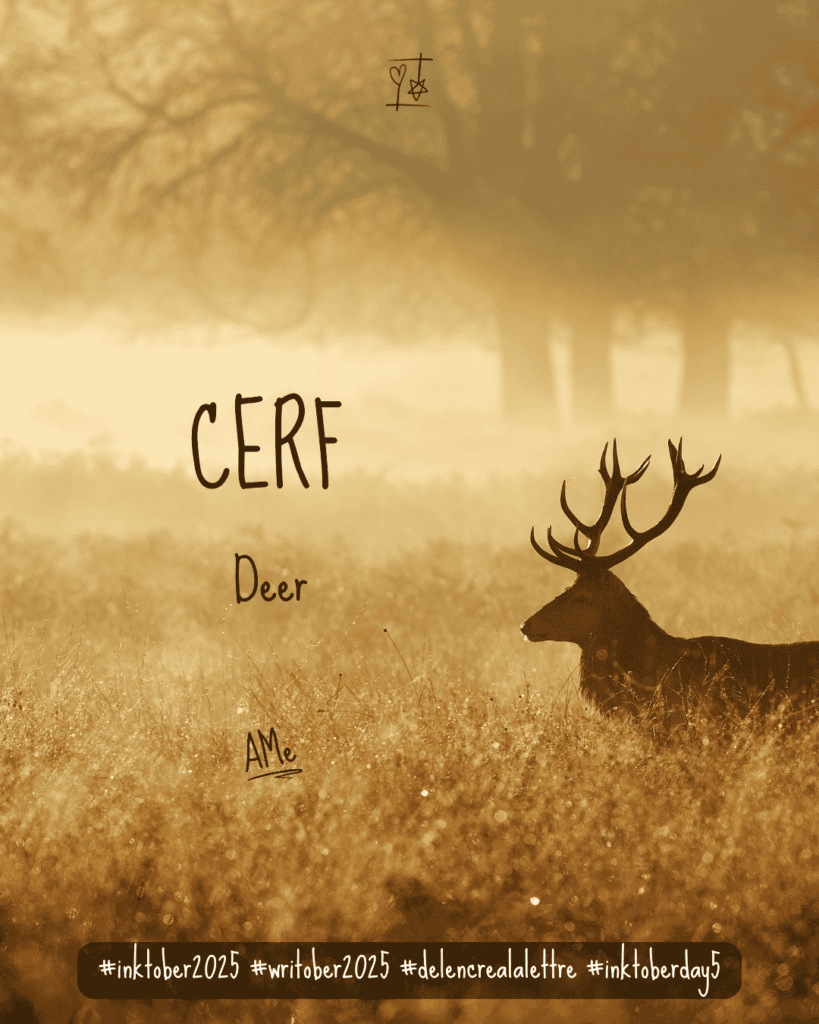 Inktober 2025 - défi d'écriture De l'encre à la lettre - Mot J5 - CERF - Deer