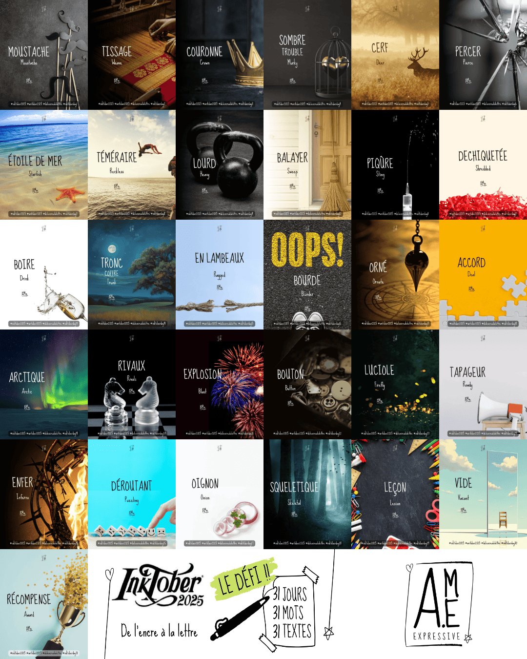 Inktober 2025 - défi d'écriture De l'encre à la lettre - Bilan et remerciements
